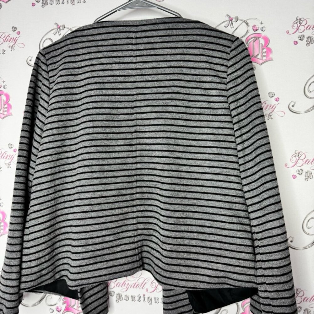 Sandro blazer Striped Black and Gray coat Jacket buttons pockets grey - Picture 3 of 8